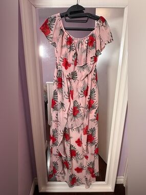 GUESS  |  Tropical Floral Romper Maxi Dress Overlay |  Size Medium - Worn Twice